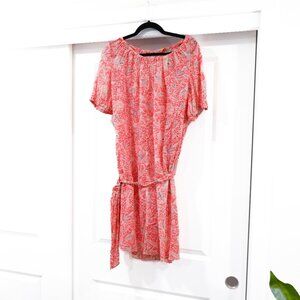 Tory Burch Size 14 Gauze Drop Waist Belted Summer Dress